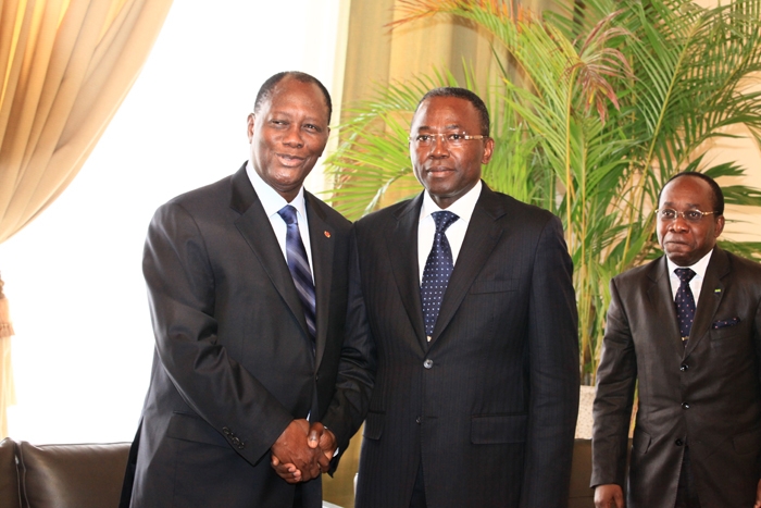 Audience du président de la République / Coopération Sud-Sud. Karim Wade et un émissaire d’Ali Bongo échangent avec Ouattara